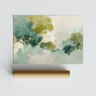 Luxury Green Abstract Art for the bedroom with Beige and Green tones