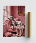 Dalmatian Art Print with Pink, White, Black colors for stylish hallway decor