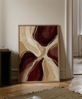 Minimalist Organic Abstract Art Print for contemporary living rooms in Red and Beige