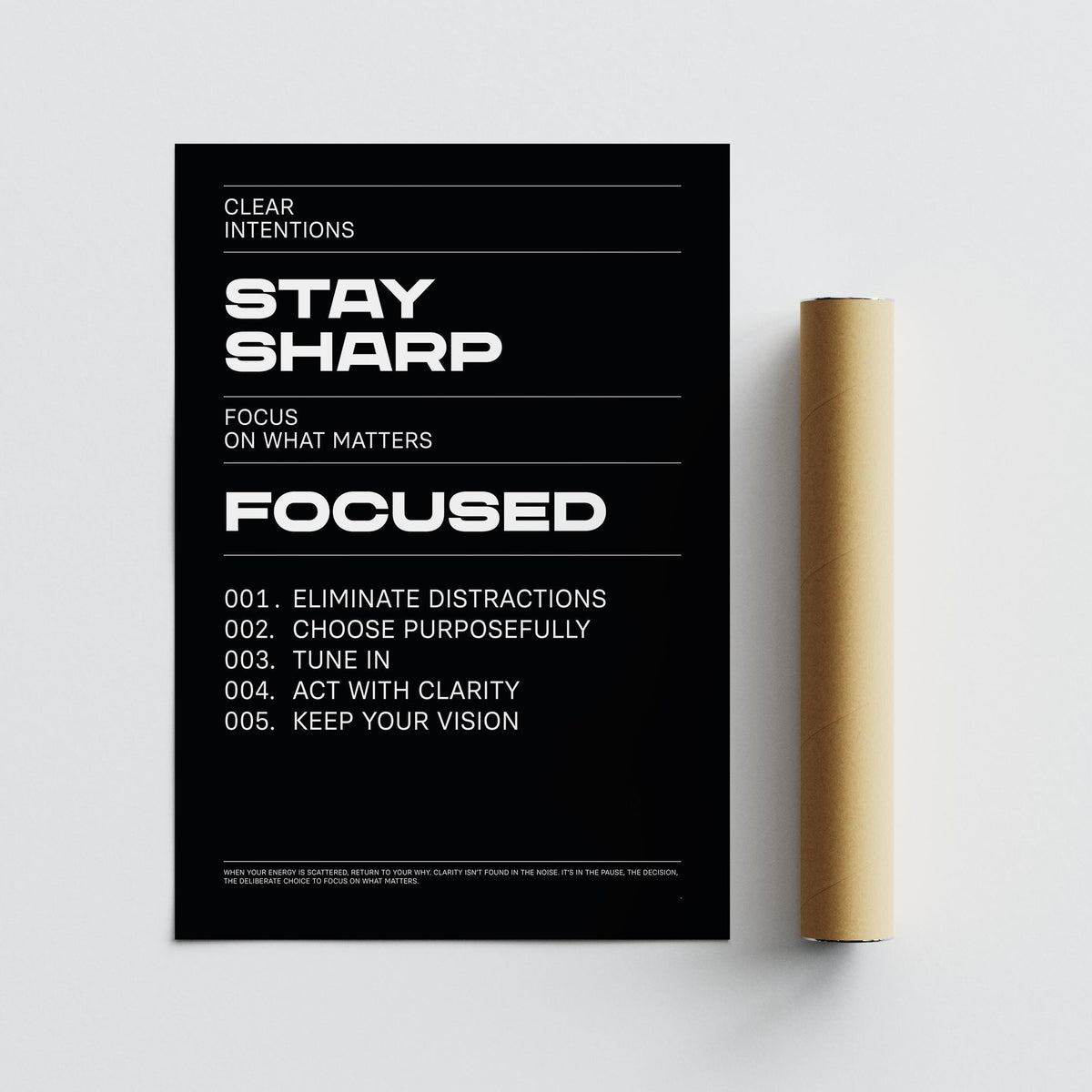 Bold and minimal print that helps eliminate distractions.
