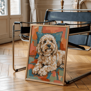 Cockapoo Print featuring Blue and Green accents for office decor
