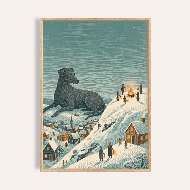 Winter Landscape Wall Art in Blue, Black, and Beige for living room poster