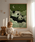 Panda Nursery Wall Art with Black and White pandas, children's room print