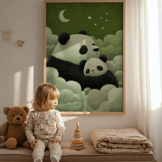 Panda Nursery Wall Art with Black and White pandas, children's room print
