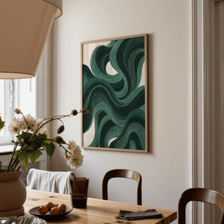 Modern Swirl Poster in green patterns for modern living room poster