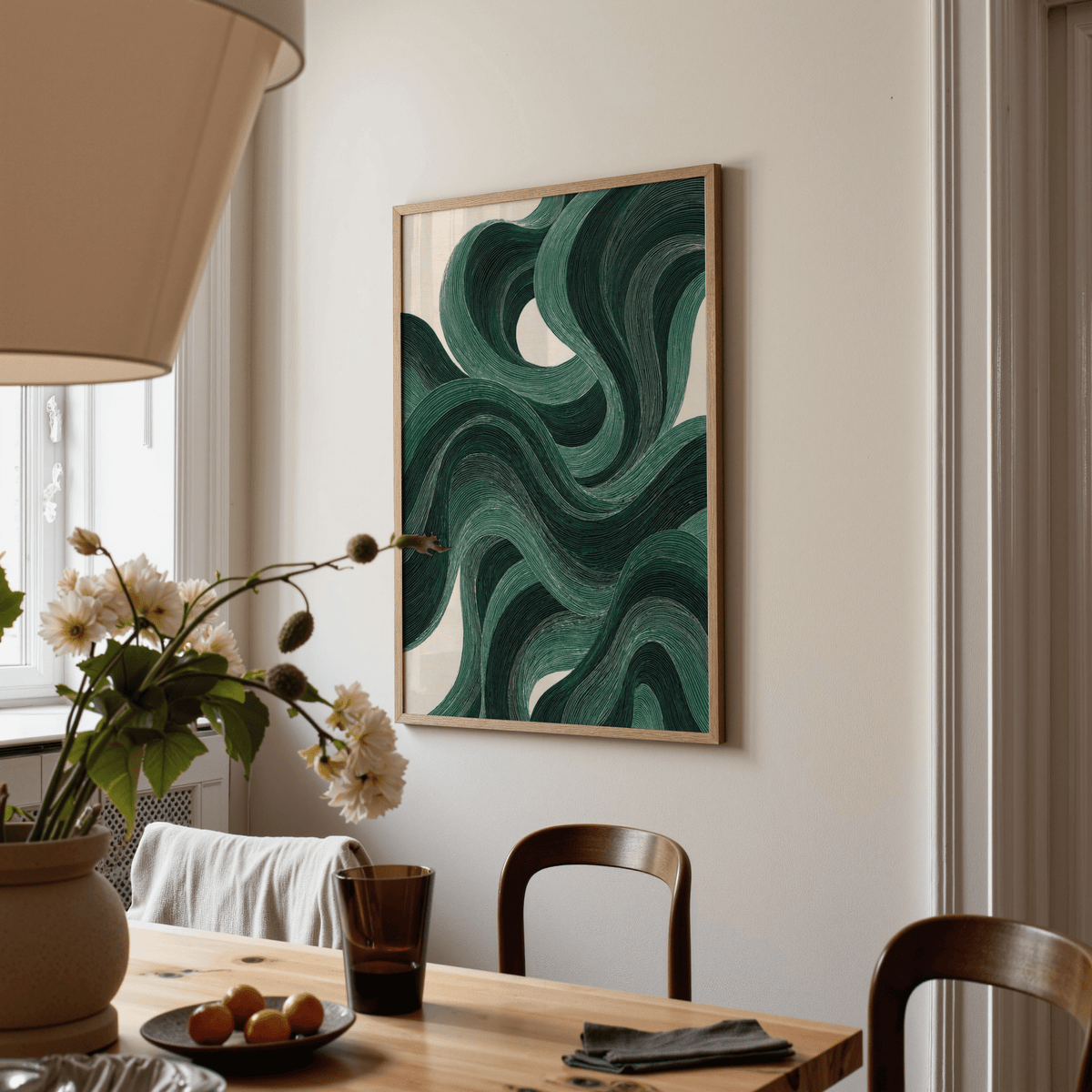 Modern Swirl Poster in green patterns for modern living room poster