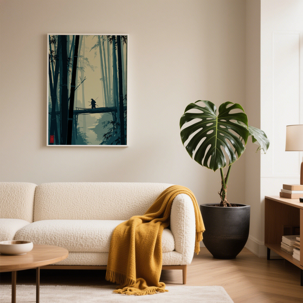 Japanese Bamboo Art Print poster showing tall stalk silhouettes