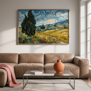 Nature Poster with Blue sky and Green trees, ideal dining room decor
