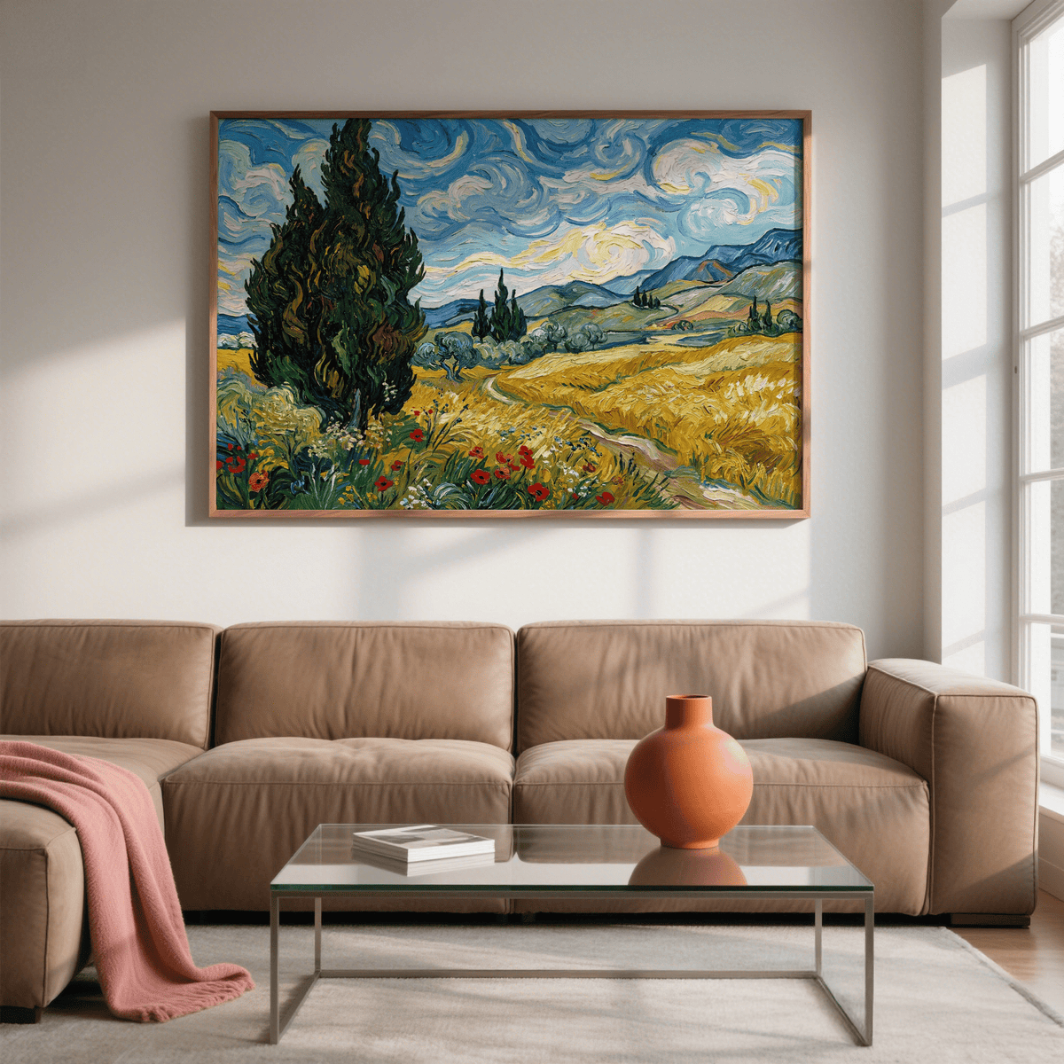 Nature Poster with Blue sky and Green trees, ideal dining room decor