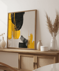 Bold Abstract Black and Yellow Art using yellow and black, ideal for study room art print