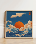 Artistic Square Prints for Wall with Orange and Blue for entryway