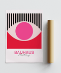 Abstract Eye Art poster in White and Pink for bedroom wall art