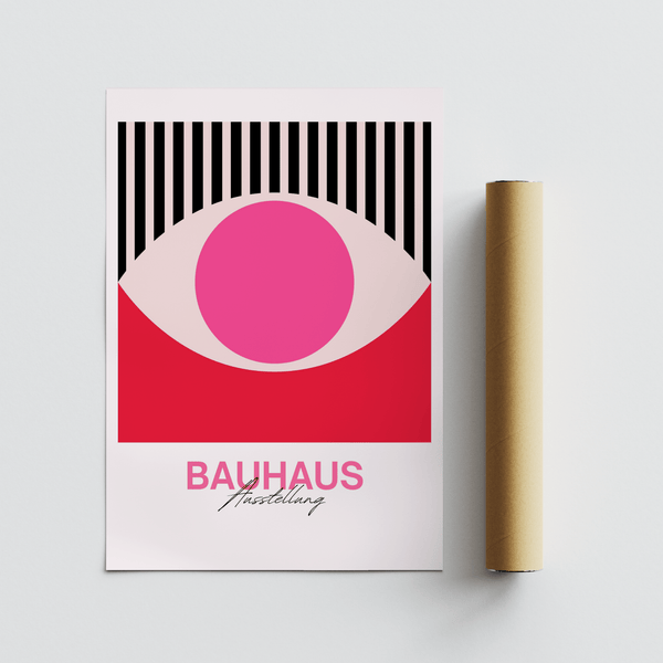 Abstract Eye Art poster in White and Pink for bedroom wall art
