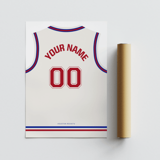 HOUSTON ROCKETS SHIRT poster showing jersey back with YOUR NAME and 00