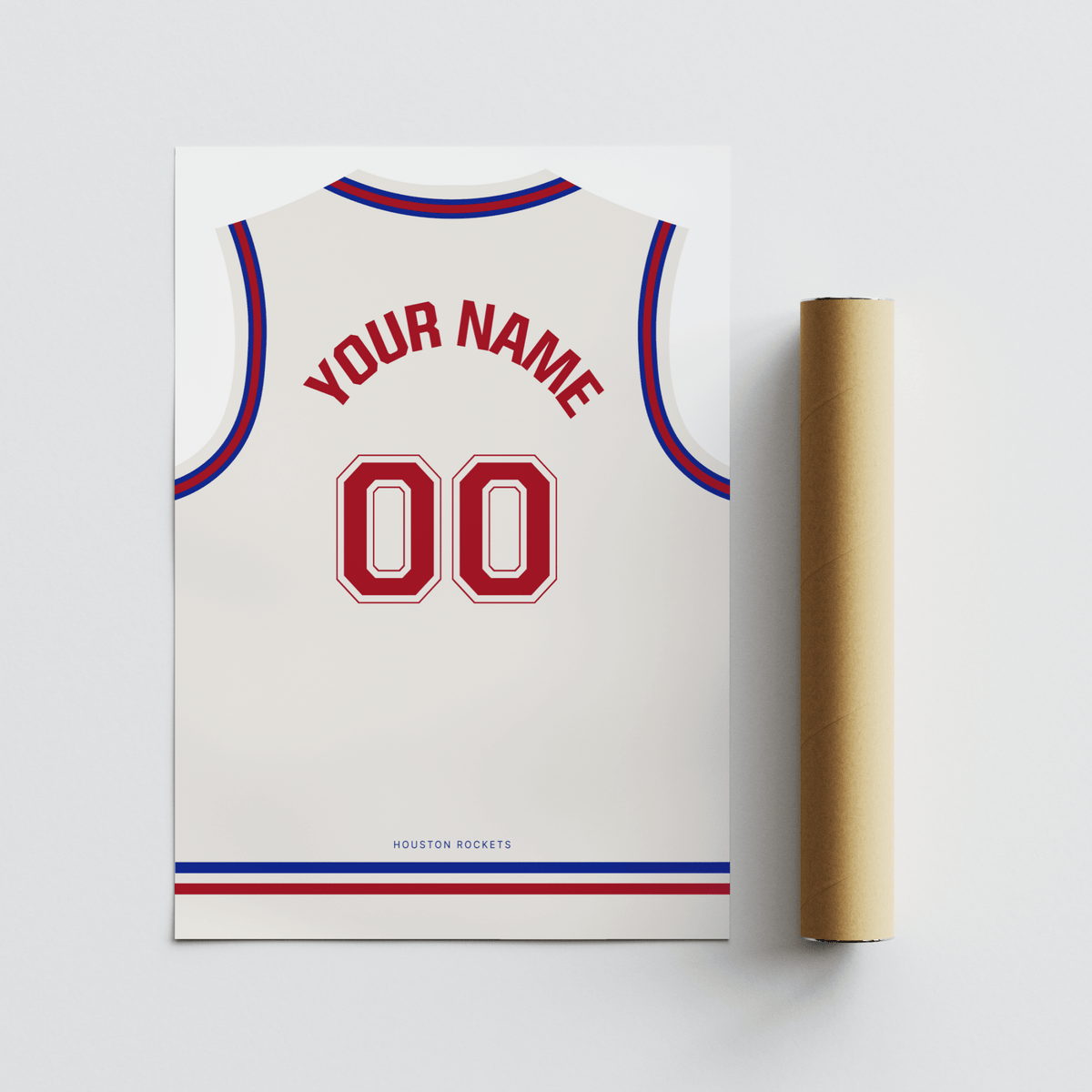 HOUSTON ROCKETS SHIRT poster showing jersey back with YOUR NAME and 00