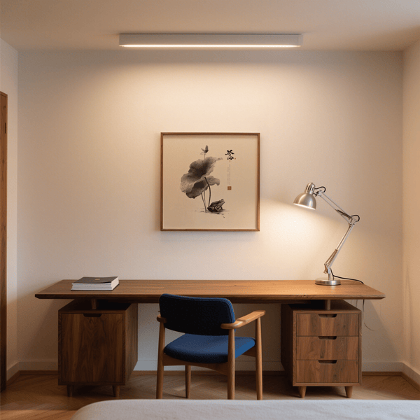 Serene Japanese Frog Art print in gray and white for study area