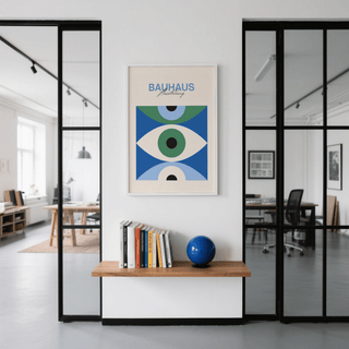 Eye Art Print art print in blue, white, and green for hallway wall decor