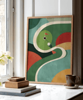 Geometric Golf Art Print showing circular green, hole cup, and golf ball