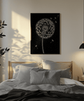 Minimalist Dandelion Poster black and white print for bedroom