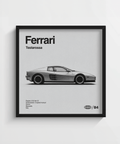 Gray Ferarri Testarossa Wall Art for automotive themed wall art