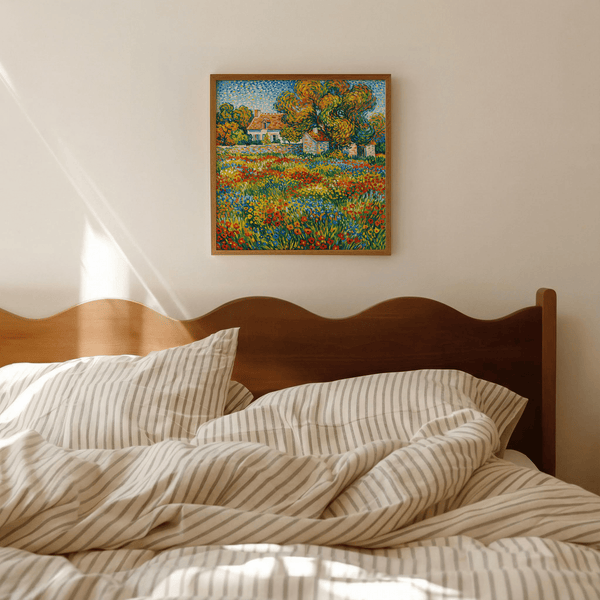 Colorful Floral Landscape Art featuring red, yellow, multicolored poster for bedroom wall