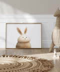 Cute Rabbit Wall Art with Beige tones for kids room décor poster
