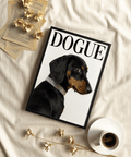 Dachshund Art Print showing elegant pet portrait, Black and White, for bedroom