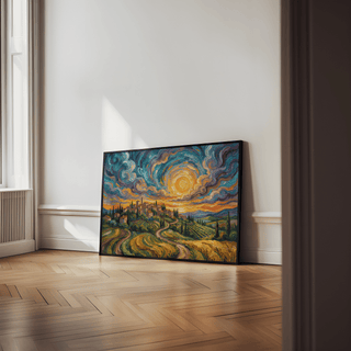 Blue and yellow Sunset Scenery Wall Art for bedroom wall art decor