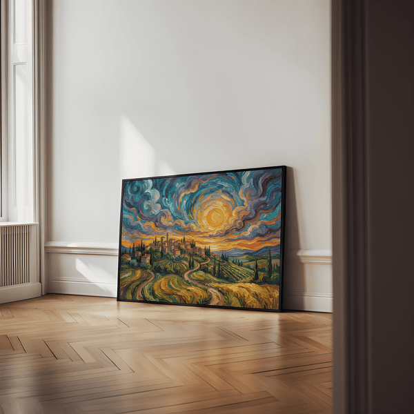 Blue and yellow Sunset Scenery Wall Art for bedroom wall art decor