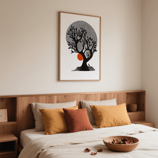 Modern nature poster print featuring stylized tree and negative space