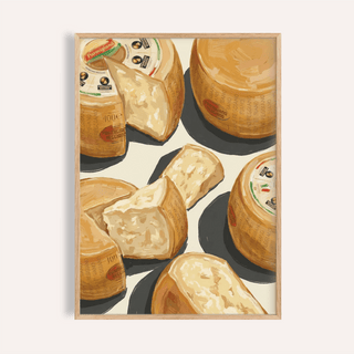 Parmegiano Reggiano Art print in yellow and beige for kitchen wall art