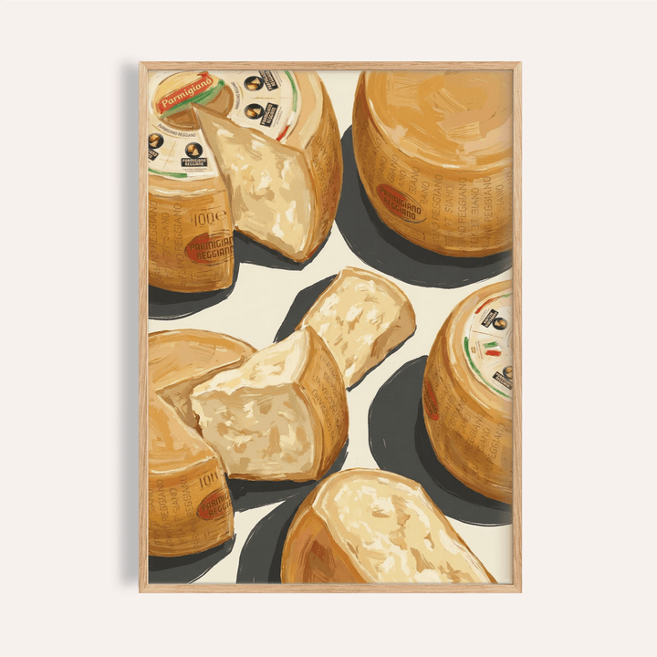 Parmegiano Reggiano Art print in yellow and beige for kitchen wall art