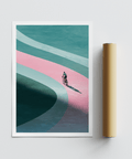 Modern cycling wall poster with layered pastel curves