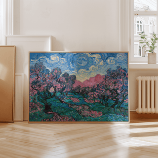 Colorful Landscape Art poster with vibrant Blue for office space