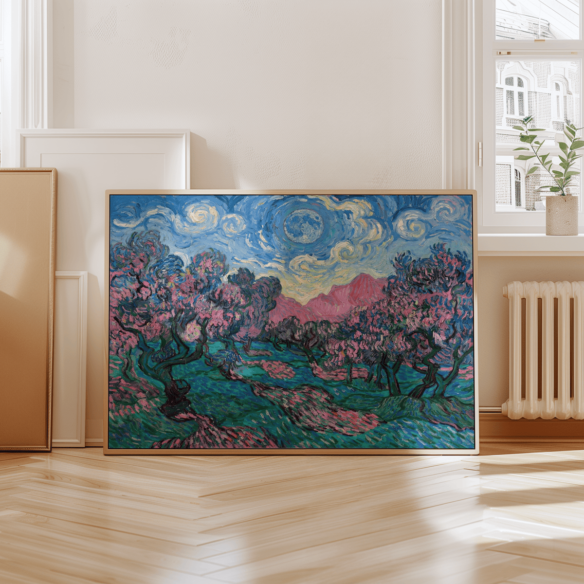 Colorful Landscape Art poster with vibrant Blue for office space