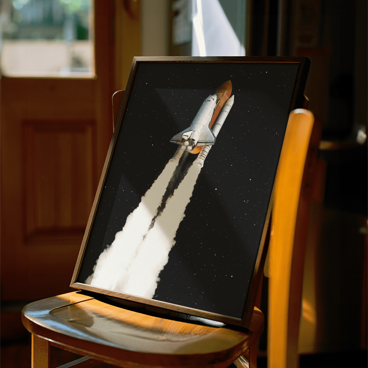Rocket Launch Wall Art featuring Red and Gray for living room art print
