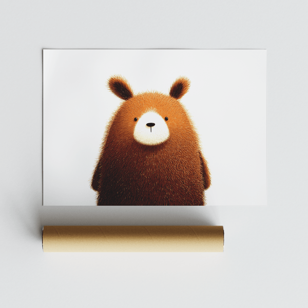 Sweet Cute Bear Print in Beige and Brown for playroom poster