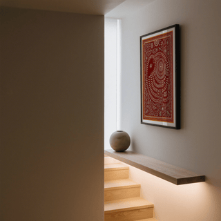 Detailed folk elephant poster with concentric patterns and vine border, Indian Folk Art Poster