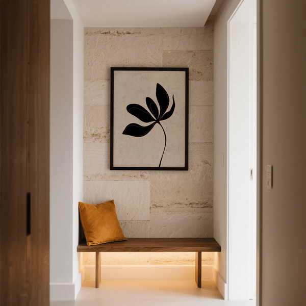 Minimalist Botanical Wall Art, beige and black colors for dining room minimalist poster