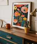 Tropical Floral Print with bold hues for bedroom wall poster decor