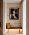 Neutral Wabisabi Art Print with beige and black geometric design for lounge