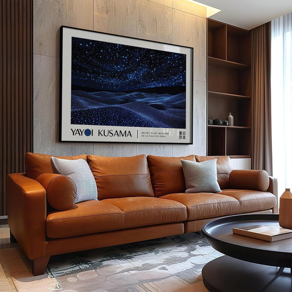 modern night sky wall art with glowing stars