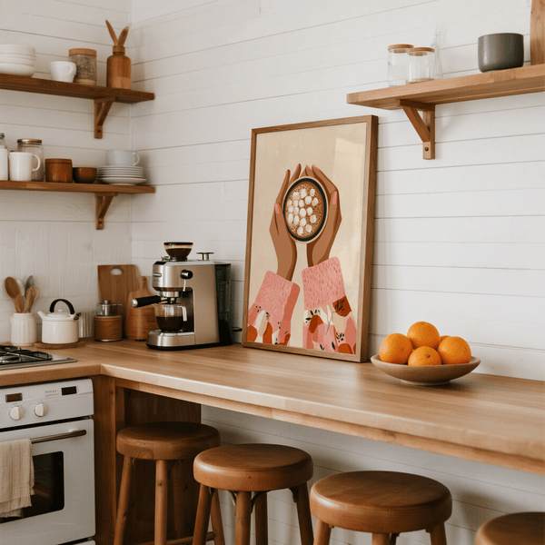 Hot Cocoa Wall Art featuring hands holding cocoa, perfect for living room