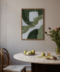 Minimalist Abstract Green Wall Art with green accents for study area