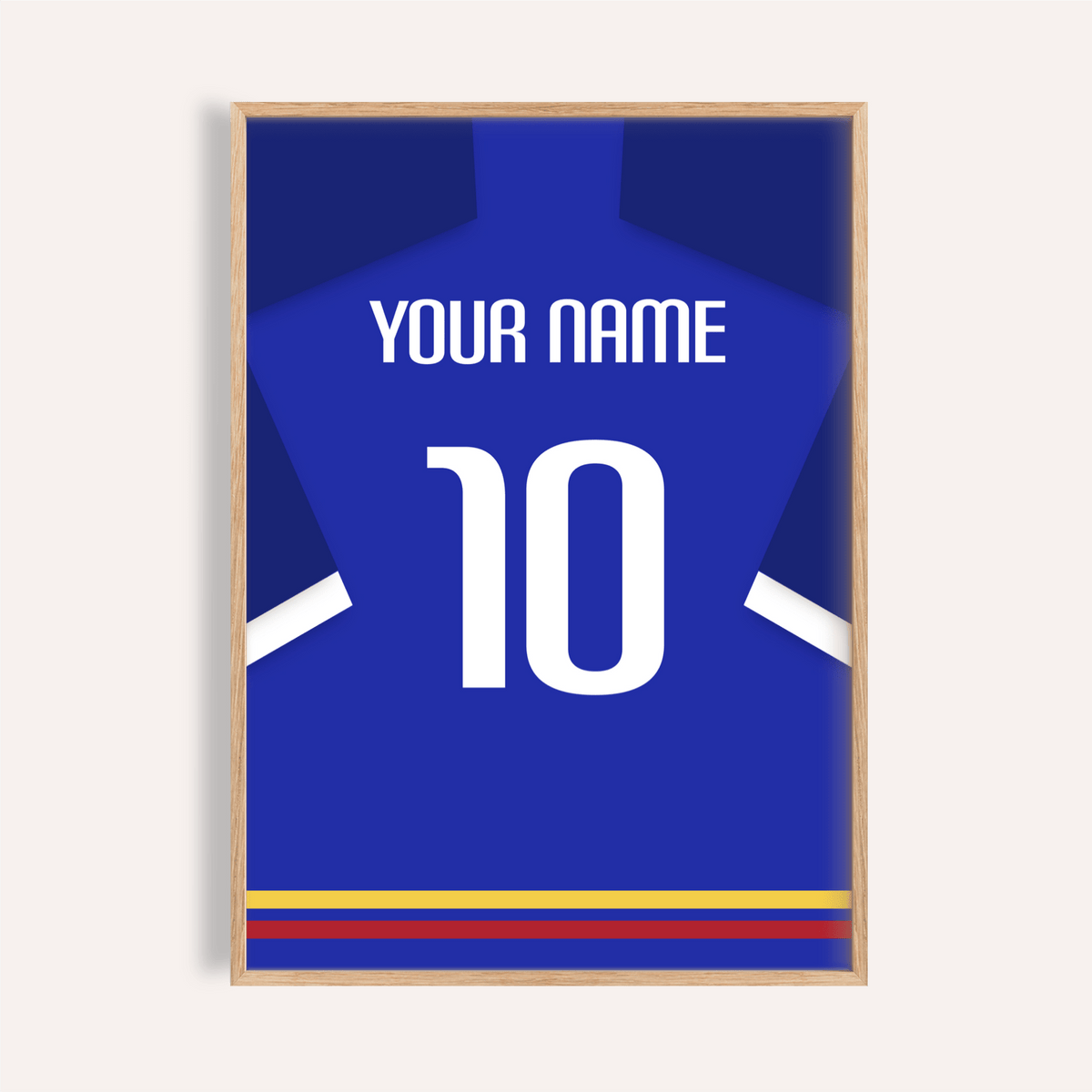 Football Shirt Poster in Blue with White Sleeve Stripe