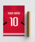 Man Utd Football Shirt Poster with YOUR NAME and number 10 layout