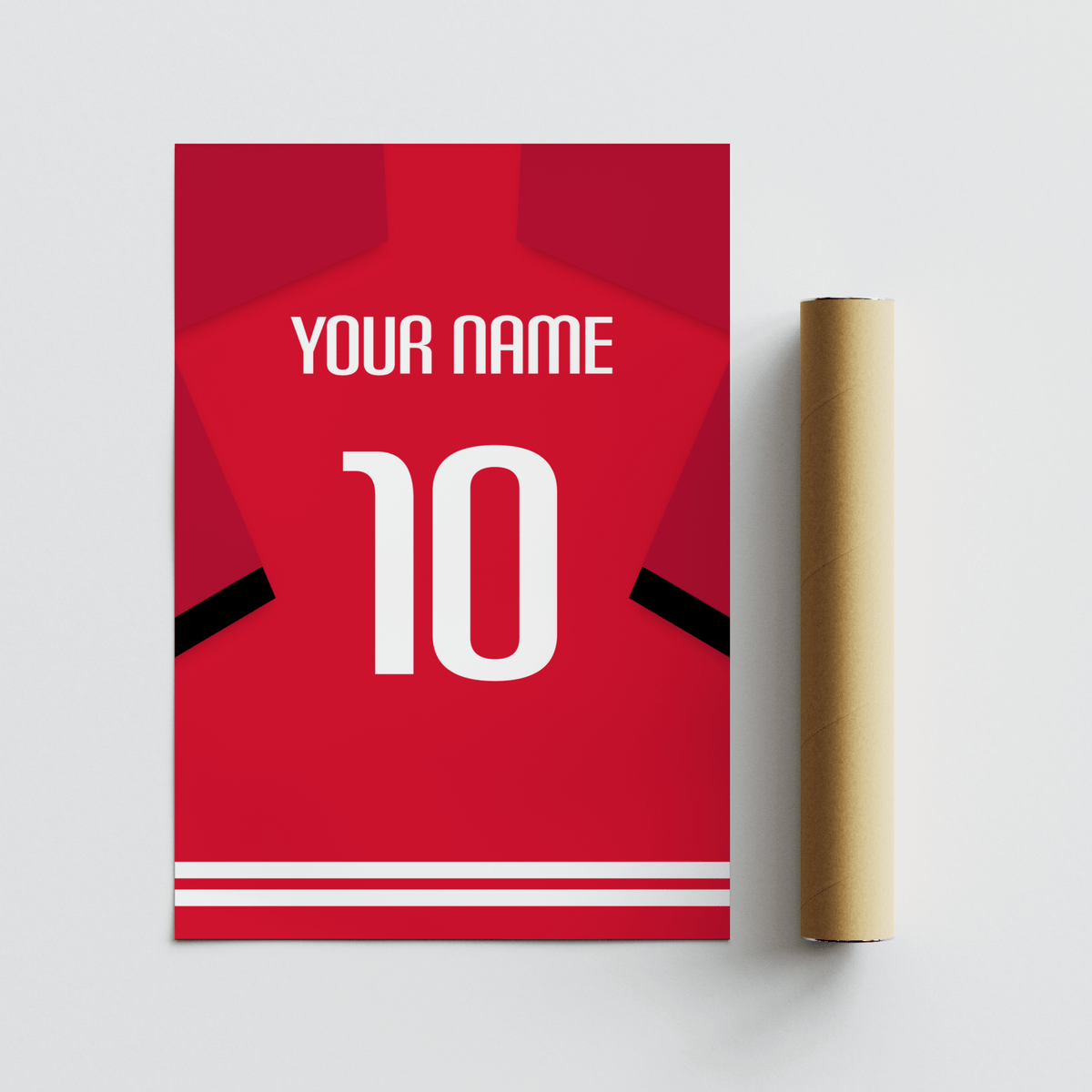 Man Utd Football Shirt Poster with YOUR NAME and number 10 layout