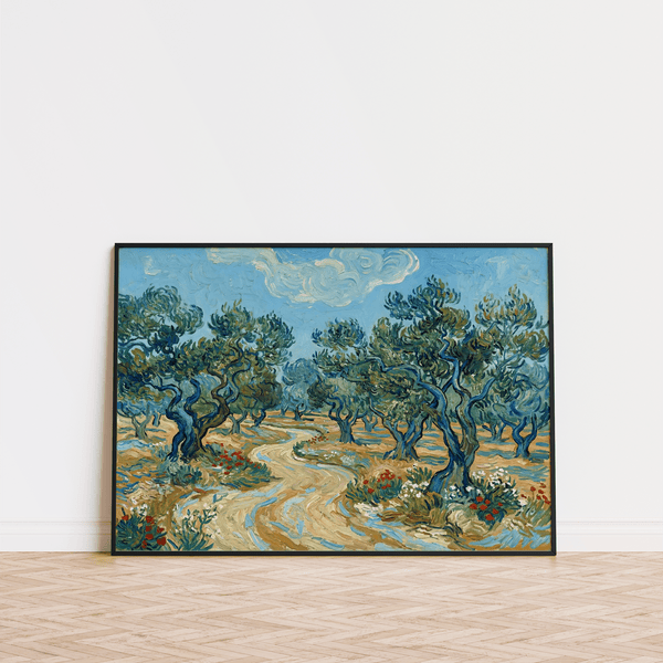 Olive Tree Landscape Print using Green and Yellow for calm studio wall art