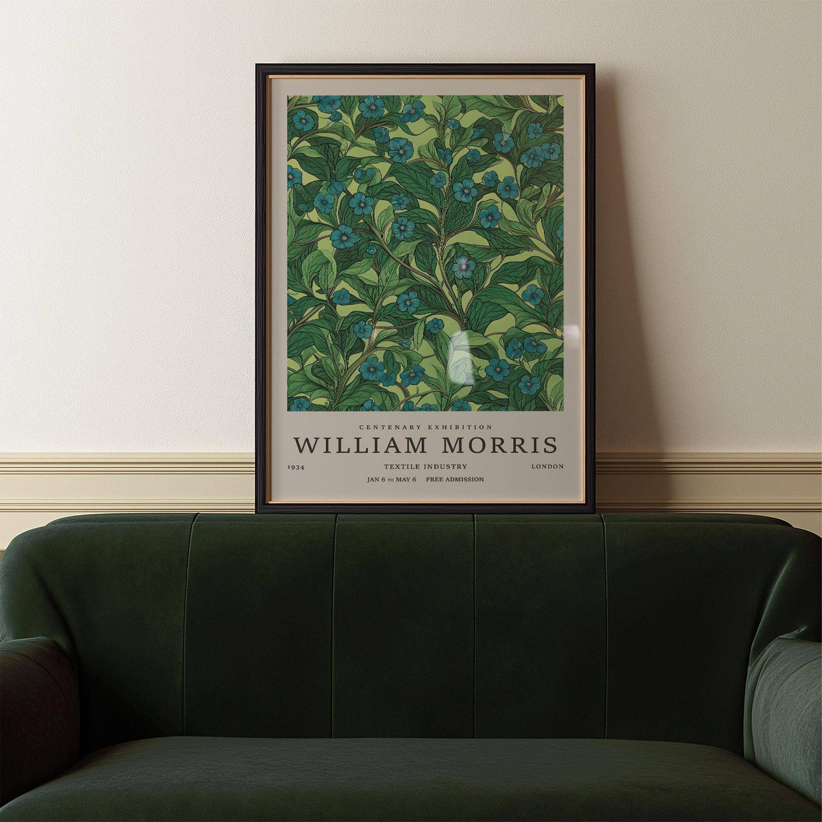 Soft green wall art for living room spaces with calming floral patterns
