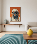Astronaut Poster vivid orange, blue, and beige for study wall art